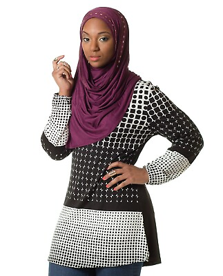 #ad Ummah Couture Geometric Top Modest Muslim Hijab Fashion Long Sleeve Shirt