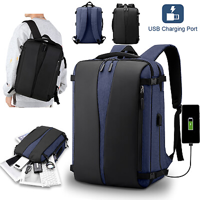 #ad 17.3quot; Large Laptop Backpack USB Waterproof Men Women School Travel Bag Rucksack