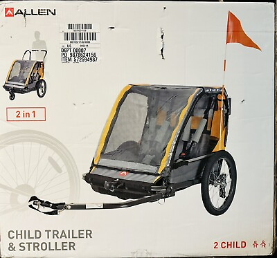 #ad Allen 3 Wheel 2 Child Convertible Foldable Pull Push Bicycle Trailer amp; Stroller