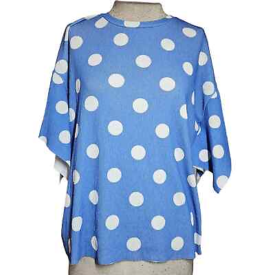#ad Blue Polka Dot Short Sleeve Blouse Size Small $17.50