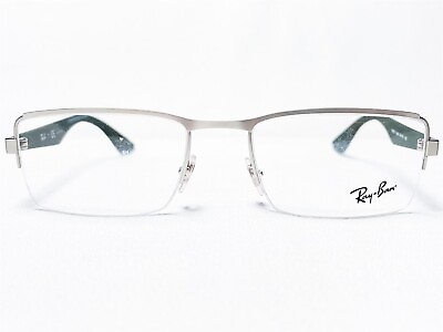 #ad NEW Ray Ban RB6331 2849 Matte Silver Rectangle Half Rim Eyeglasses Frames 54 19