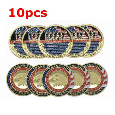 #ad 10pcs Thank You for Your Service Military Appreciation Veteran Challenge Coins