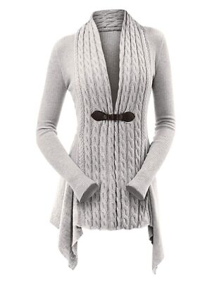 #ad Knit Asymmetrical Long Cardigan Women Sweater Female V Neck Long Sleeve Winter