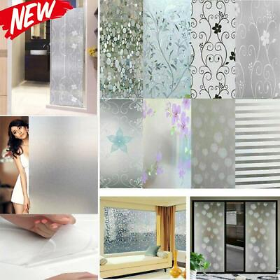 #ad Anti UV Frosted Privacy Window Glass Cling Cover Film PVC Sticker Waterproof US