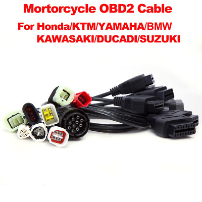 #ad 16PIN OBD2 Connector Diagnostic Adapter Cable For Honda YAMAHA SUZUKI Motorcycle