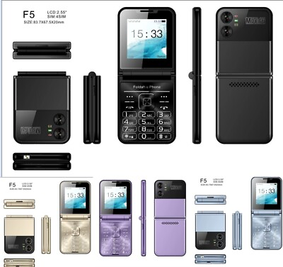#ad FOR 2.55 Galaxy Flip Phone 2G Cell Phone Keypad GSM Fold phone 4 SIM Unlocked