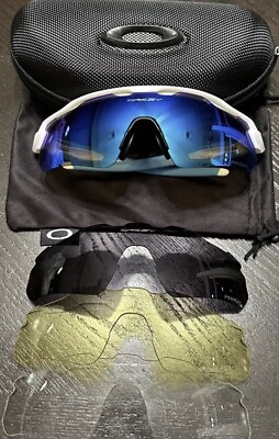 #ad Oakley 0OO9208 Radar EV Path Shield Sunglasses Polished White Prizm Sapphire