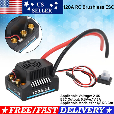 #ad RC Assy 120A Brushless ESC Waterproof Electric Speed Controller for 1 8 RC Car $31.69