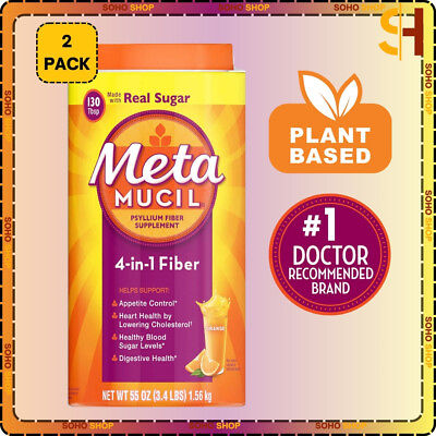 #ad Metamucil Fiber Supplement Real Sugar Orange Smooth Powder 1 pack 2pack