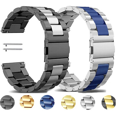 #ad 18 20 22 23mm Stainless Steel Metal Watch Band Universal Wrist Strap Bracelet