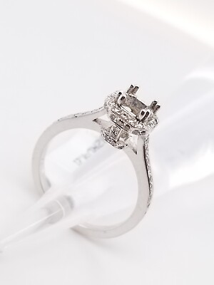 #ad Engagement Diamond Ring Setting w o Main Stone 14K White Gold 3.8gr T.W sz 6.5