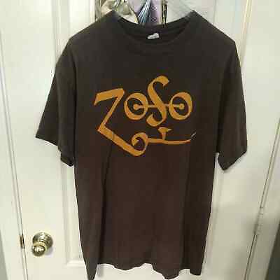 #ad Rare Zoso Led Zeppelin LS T Shirt Jimmy Page Robert Plant XL Extra Large Brown