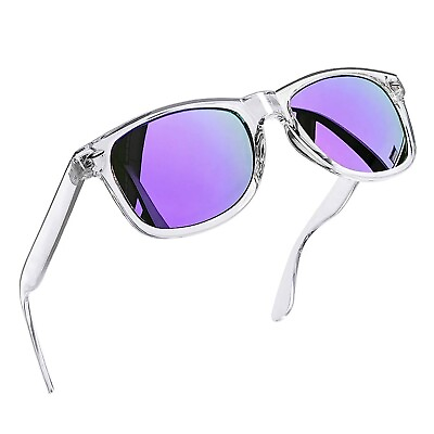 #ad Women#x27;s Clear Transparent Square Dark Purple Lens Trendy Designer Sunglasses