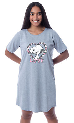 #ad Peanuts Womens#x27; Snoopy Love Valentine#x27;s Day Nightgown Sleep Pajama Shirt $29.99