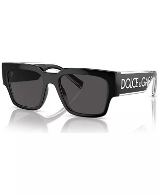 #ad Dolce amp; Gabbana DG 6184 501 87 Black White Grey Lens Print Sunglasses AUTHENTIC