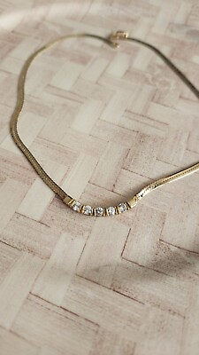 #ad 16quot; gold tone necklace with cz chain classic jewelry n4