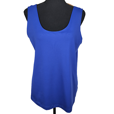 #ad NWT PASSPORT Tank Top Women#x27;s L 12 14 Blue Stretchy Career Work Wear Stretchy