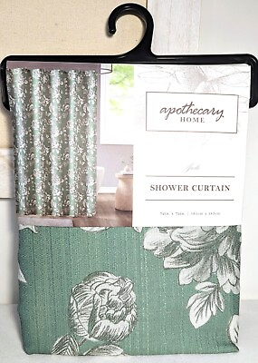 #ad Apothecary Home Green Toile Shower Curtain Designer Floral 72x72 NEW