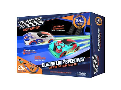 #ad Tracer Racers 2.4 GHz Radio Control Remote Slot Less Cordless Racing Blazin#x27;...