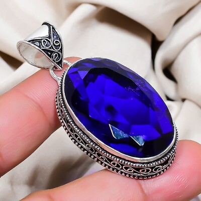 #ad Tanzanite 925 Sterling Silver Love Gift Family Handmade Jewelry Pendant 5.5quot;