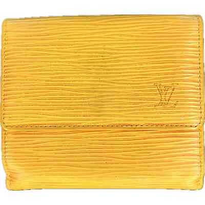 #ad Louis Vuitton Yellow Epi Leather Elise Wallet Purple Leather Interior