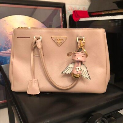 #ad PRADA Saffiano Leather Hand Bag Pink Beige Women Auth Made in Italy