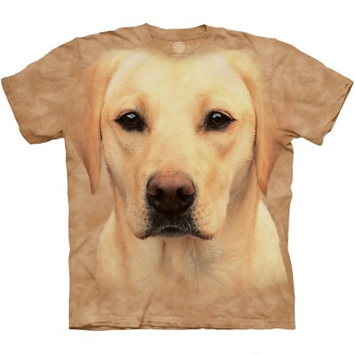 #ad Yellow Lab Face T Shirt Oversized Print Dog Mountain 100% Cotton Adult
