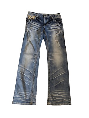 #ad Affliction Men#x27;s 31 Black Premium Cooper Distressed Straight Jeans