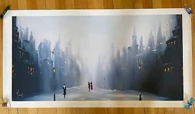 #ad Yvoni Sobota Winter Walk Print Gliclee On Canvas 20x40 Winter Cityscape Theme $75.00