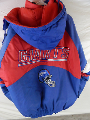 #ad Vintage New York Giants Size Large Hooded Winter Coat Pro Player