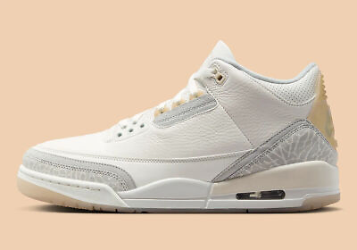 #ad Nike Air Jordan 3 Retro Craft Ivory Grey Mist Sneakers FJ9479 100 Mens Size