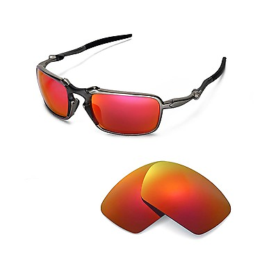 #ad New Walleva Polarized Fire Red Replacement Lenses For Oakley Badman Sunglasses
