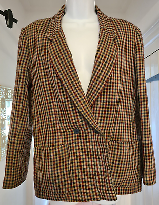 #ad Vintage St Michael Ladies Blazer Jacket Pure New Wool Tweed Style Size 14