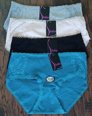 #ad Women Lace panels Briefs Underwear 4 Pk size S