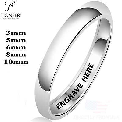 #ad Stainless Steel Wedding Band Promise Ring Plain Comfort FREE ENGRAVE 3mm 10mm