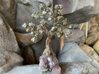 #ad Amethyst Pyrite Bonsai Tree Pyrite Cluster Gemstone Tree # 2