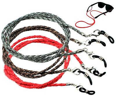 #ad 3 Pack Braided Leather Eyeglasses Holder Straps Around the Neck Glasses Cords