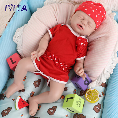 #ad IVITA 21#x27;#x27;Handmade Sleeping Baby Girl Lifelike Silicone Reborn Doll Newborn Toy
