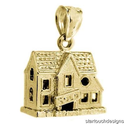 #ad New 14k Yellow Gold 3 D House Charm Pendant