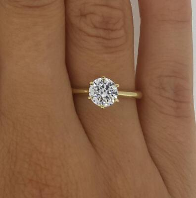#ad 3.5 Ct Classic 6 Prong Round Cut Diamond Engagement Ring VS1 G Yellow Gold 18k