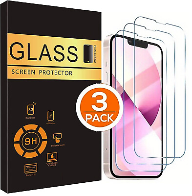 #ad 3 PACK For iPhone 15 14 13 12 11 Pro Max X XS XR Tempered GLASS Screen Protector