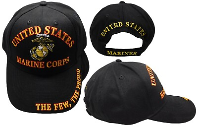 #ad Marines Hat Black Semper Fi The Few The Proud Adjustable HAT Cap USMC LICENSED