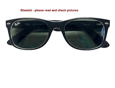 #ad Ray Ban WayFarer RB 2132 6052 Sunglasses Matte Black on Clear w Green 52mm READ