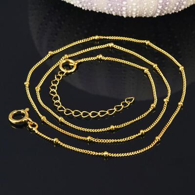 #ad 17” Curb Chain Necklace Gold Vermeil over Sterling Silver with Extender 2.24g