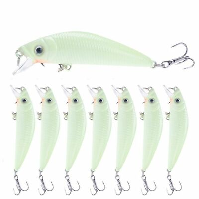 #ad Luminous Fishing Baits 7cm 8g 3D Night Minnow Lure With 6# Hooks Artificial Bait