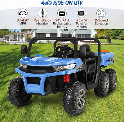 #ad Electric 24V Battery Power Kid Ride On Car Toys 2Seater Dump Truck 6 Wheels 400W