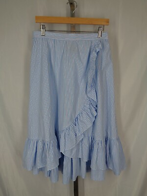 #ad Jill Jill Stuart Blue Stripe Ruffle Skirt Size 10 New $59.95