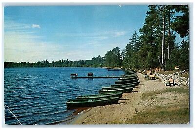 #ad 1959 Photo Taken Courtesy Of Rasmussen Cottages Boats Summit Lake WI Postcard
