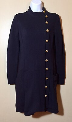 #ad Milly Bergdorf Goodman Navy Military Dress Gold Buttons Lined Size S