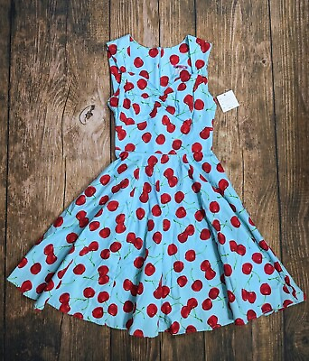 #ad IXIA ModCloth Cherry 50s Inspired Vintage Swing Retro Dress Size S